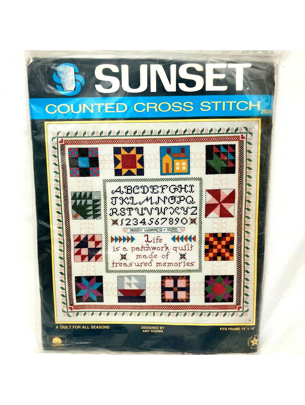 Vintage Sunset Counted Cross Stitch Kit A Quilt For All Seasons 14x14 1986 New